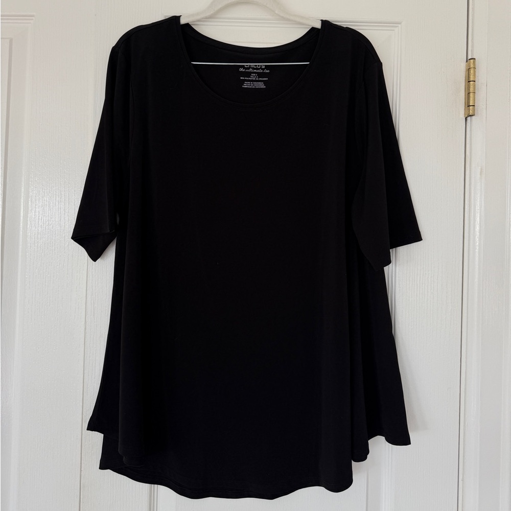 Chico's The Ultimate Black Boxy 3/4 Sleeve T-Shirt Tunic